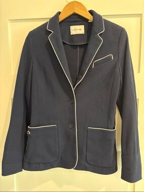 Lacoste Navy Blazer with White Piping Trim